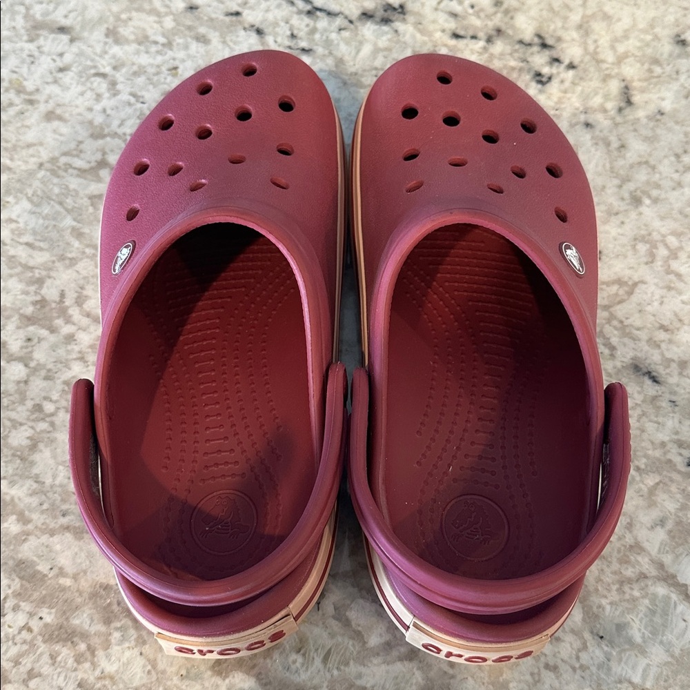 CROCS Crocband Clogs Maroon Red Tan Men 6 Women 8 - Picture 5 of 5
